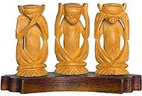 Wooden Animal Figurines Monkey Statue 2.5 x 3.5 inches (jwcs058)