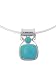 Sterling Silver Stacked Rounded Turquoise Pendant with 18 Omega Chain