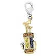 14K Two-Tone Gold Sapphire Golf Bag Charm