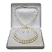 7-8mm Cultured Freshwater Pearl Necklace, Bracelet and Earring Set with 14kt Yellow Gold in Gift Box