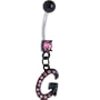 Black Anodized PINK Jeweled Initial Belly Ring-LETTER "G"