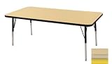 30" x 48" Rectangular Adjustable Activity Table in Maple Edge Banding: Maple, Leg Color: Yellow, Leg Style: Toddler Leg Standard Nylon Glides