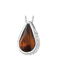Sterling Silver 1.1mm Cable Chain Link Simulated Smokey Quartz Teardrop Ladies Pendant