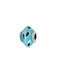 Sterling Silver Powder Blue with Dots Italian Murano Glass Charm