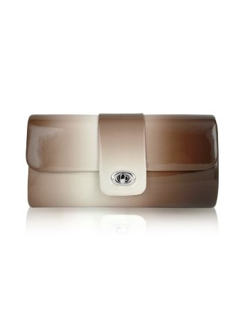 Julia Cocco' Degrade' Patent Eco-leather Clutch w/Chain Strap Brown