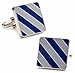 Blue Grey Repp Stripe Cufflinks