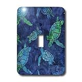 Lee Hiller Designs Batik Print - Sea Turtles Blue Green Batik - Light Switch Covers - single toggle switch