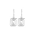 Sterling Silver Square Swirl Dangle Earrings