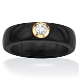 10k Gold Black Jade and White Topaz Ring