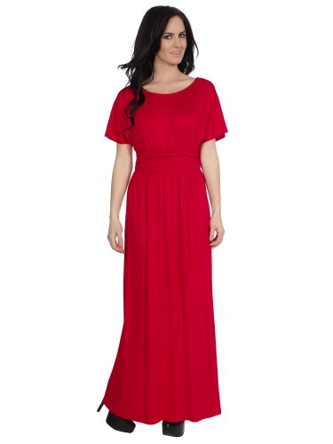 Simplicity Women's Casual Maxi Dress w 14 Sleeve  Empire Waist, Red