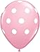 PMU Polka Dot Balloons 11in Premium Light Pink Solid and Light Pink with All-Over Print White Dots Pkg/25