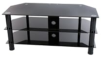 Levv - Glass Stand For Plasma & LCD TV Up To 46" Or 50kg - Black Glass With Black Legs