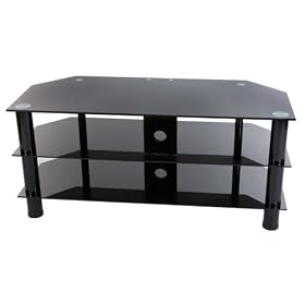 Levv - Glass Stand For Plasma & LCD TV Up To 46" Or 50kg - Black Glass With Black Legs