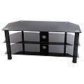 Levv - Glass Stand For Plasma & LCD TV Up To 50" Or 46kg - Black Glass With Black Legs