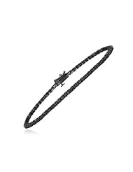 1.00 Ct Round Treated Black Diamond Bracelet in Silver with Rhodium