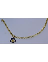 14K Yellow Gold Evil Eye Anklet 10"
