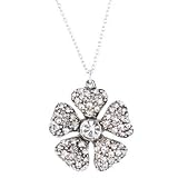 Lee Angel Silver Flower Pav? Crystal Pendant