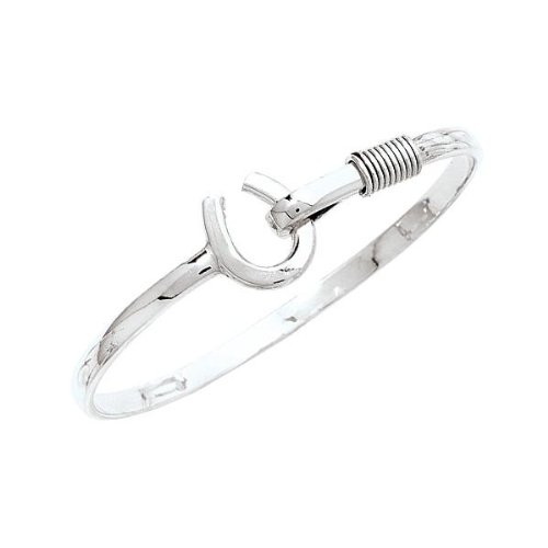 Sterling silver horseshoe clasp bangle