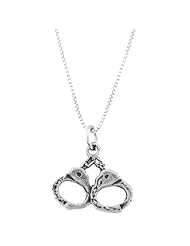Sterling Silver One Sided Police Handcuffs Necklace