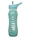 EcoVessel Surf Glass Water Bottle with Protective Silicone Sleeve and Flip Straw Top, 22 Ounces, Aqua Wave
