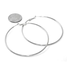 Beautiful 24k White Gold Layered GL Large 2.5 Hoop Earrings - Lifetime Warranty! Comes Gift Boxed...