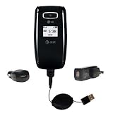 Retractable USB Hot Sync Compact Kit with Car & Wall Charger for the LG CE110 - Gomadic Brand w/ TipExchange Technology