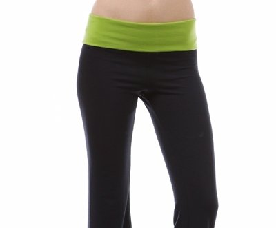 Capri Yoga Pants with Contrast Color Fold Over Waist-8 Colors