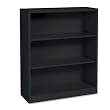 HON Metal Bookcase, 3 Shelves, 34-1/2 W by 12-5/8 D by 41 H, Black