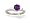 14K White Gold Genuine Round Amethyst and Diamond Engagement Ring - Size 4
