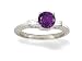14K White Gold Genuine Round Amethyst and Diamond Engagement Ring