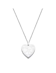Sterling Silver Engraved Heart Locket Pendant (0.95" or 24mm Height) with 1.5mm Rolo Cable Chain - 18" Inches
