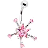 Pink CZ Star Explosion Belly Ring