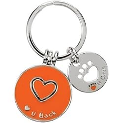 Heart U Back Sterling Silver Orange Companion Key Ring