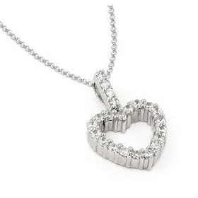 Open Heart Sterling Silver CZ Pendant Necklace