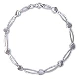 14KT White Gold Heart and Open Bar Link Bracelet