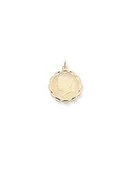 14k Girl Head on .018 Gauge Engravable Scalloped Disc Charm
