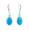 Earrings - E347 - Genuine Turquoise Gemstone and Fire Polished Glass Beads ~ Oval
