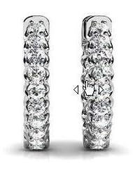 2.25 ct Ladys Round Cut Diamond Hoop Earrings in 14 karat White Gold