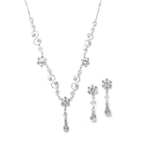Dainty Daisies Crystal Bridal Wedding Necklace Set