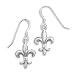 Sterling Silver Earrings on French Wire - 11/16 in long Fleur-De-Lis
