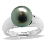 Size 5 18K white gold Tres Jolie Black Tahitian cultured pearl and diamond ring