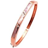 14k Rose Gold, Mother of Pearl and Diamond Bangle Bracelet