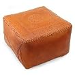 Leather Ottoman, 'Moonlight' Leather Ottoman, 'Moonlight'
