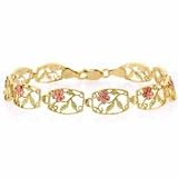 Vermeil (24k Gold over Sterling Silver) Tri Color Flower Link Bracelet