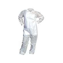 High Five AC204 SMS Polypropylene Opaque Heavy Duty Coverall with Elastic Wrists and Ankles, X-Large, White (Case of 25)