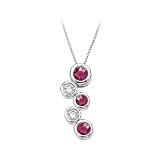 14K White Gold 0.08 ct. Diamond and 2/3 ct. Ruby Pendant with Chain