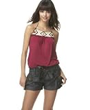 XOXO - XOXO Crochet-Trim Bubble Halter Top & Belted Denim Short Shorts
