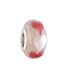 Pandora Style Charm Bead (Z446) - Glass (14mm x 8mm) (fits Troll too) ~ Pink with Pink Hearts