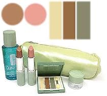 Clinique 6 Pieces Makeup Travel Set 6 Pieces Makeup Travel Set: 2oz Eye Makeup Remover + 5ml Repairwear Eye Cream + 2 Lipstick Pure Posh, 21 Precious Pink + 2 Colors Eye Shadow Sparkling Sage, Buttered Bronze + Cosmetic Bag