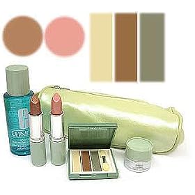 Clinique sáu Pieces Trang điểm du lịch Set Pieces sáu Trang điểm du lịch Set: 2oz Eye Remover Trang điểm + 5ml Kem mắt Repairwear + hai Lipstick Pure Posh, 21 Precious Pink + hai Colors Eye Shadow Sage Lấp lánh, buttered đồng + Cosmetic Bag